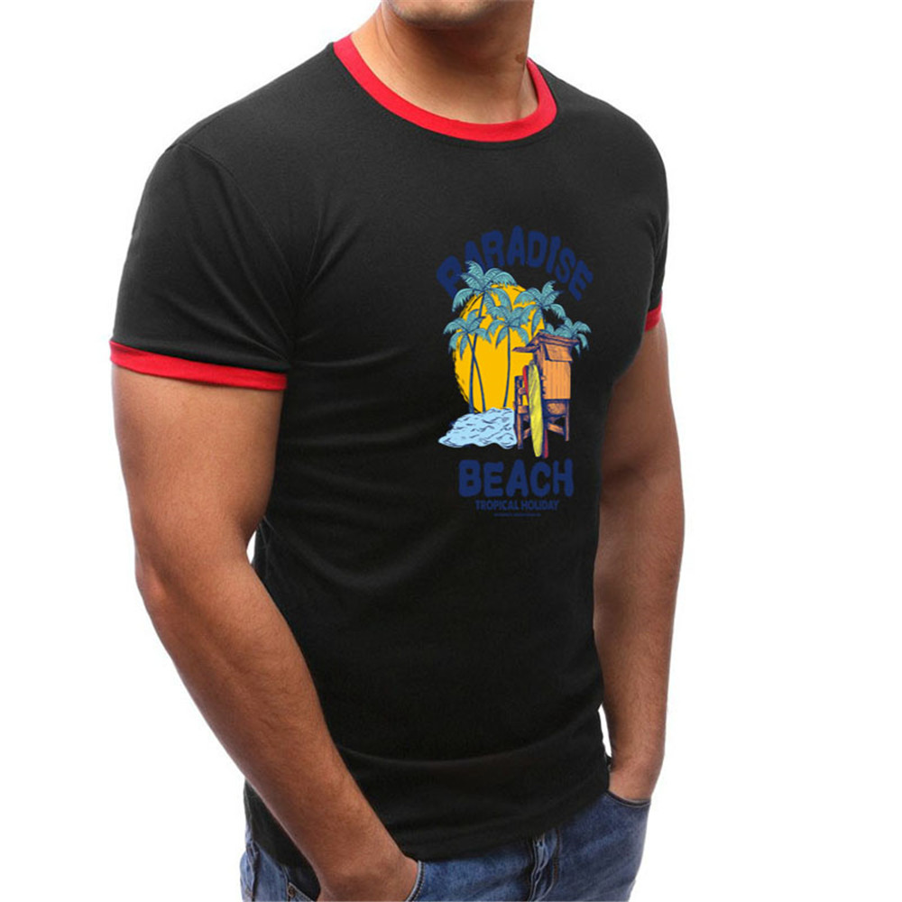 Men T-Shirt Short Sleeve Summer Fashion Printed T-Shirt - White S Men T-Shirt Short Sleeve Summer Fashion Printed T-Shirt - White S