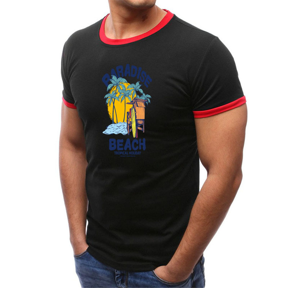 Men T-Shirt Short Sleeve Summer Fashion Printed T-Shirt - White S Men T-Shirt Short Sleeve Summer Fashion Printed T-Shirt - White S