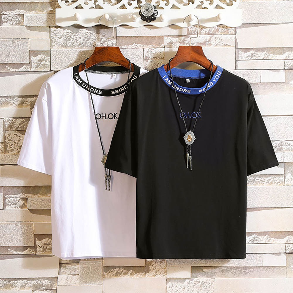 Men'S Summer New Casual Letter Embroidered Short Sleeve T-Shirt- White M Men'S Summer New Casual Letter Embroidered Short Sleeve T-Shirt- White M