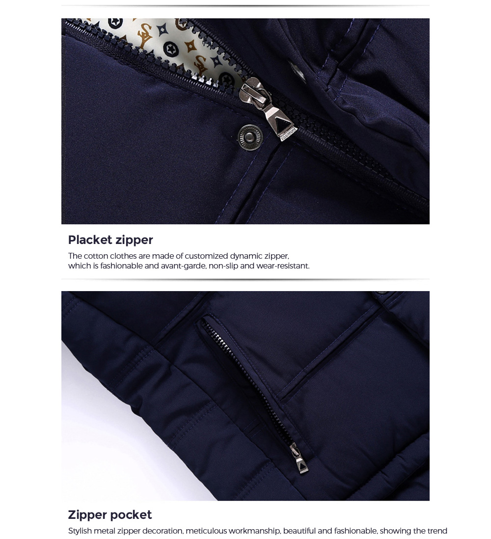 Winter Men's Long Thick Cotton Coat details Winter Men's Long Thick Cotton Coat details