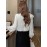 [Elegant Lace Blouse] White Elegant French Lace Blouse | Long Sleeve, Polo Neck, Intricate Lace Detail, Perfect for Casual Weekend Attire
