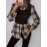 [Elegant Plaid Shirt] Elegant Geometric Plaid Print Button-Up Shirt for Adults - Autumn Casual & Formal Wear with Classic Collar, Machine Washable, Black & Beige Contrast