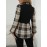 [Elegant Plaid Shirt] Elegant Geometric Plaid Print Button-Up Shirt for Adults - Autumn Casual & Formal Wear with Classic Collar, Machine Washable, Black & Beige Contrast