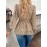 [Retro Floral Print Shirt] 100% Polyester Women's Elegant Retro Floral Print Shirt | Waist-Cinching, Criss Cross Neck, Woven Shirting for Outdoor & Autumn Season