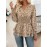 [Retro Floral Print Shirt] 100% Polyester Women's Elegant Retro Floral Print Shirt | Waist-Cinching, Criss Cross Neck, Woven Shirting for Outdoor & Autumn Season