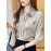 Women'S Elegant Floral and Butterfly Print Long Sleeve Shirt - Casual Turnover Collar, Single-Breasted POLO Style Top for Spring/Fall, Floral Print Blouse