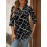 1pc Elegant Women'S Geometric-Patterned V-Neck Half Sleeve Shirt - Polyester Woven Pullover with Regular Fit for Spring/Summer/Fall