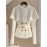 [White Sweater] Soft Acrylic Elegant White Sweater | Round Neck Pullover, Fitted Waist Belt, Ribbed Texture, Golden-Tone Buttons, Fall Winter Women's Chic Top for Casual or Formal Outfits
