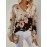 Women'S Elegant V-Neck Long Sleeve Sweater - Floral Print Pullover with BrownRed/Orange/ - Non-Stretchy Sweater for Fall/Winter, Office, Party, Everyday Outfits - Women'S Sweater, Ladies Sweaters, Party Attire, Vneck Design, Durable Knitwear