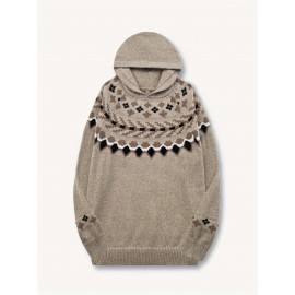 Winter Women's Elegant Hooded Sweatshirt Style Soft Jacquard Rugged Beautiful Fashion Comfortable Casual Vintage Pullover Top Gift