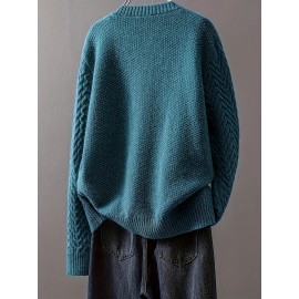 Women'S Vintage Cable Cardigan - Navy Button-Front Sweater with Ribbed Collar, Long Sleeve Casual Open Front Sweater for Spring/Fall, Office, Party