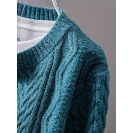 Women'S Vintage Cable Cardigan - Navy Button-Front Sweater with Ribbed Collar, Long Sleeve Casual Open Front Sweater for Spring/Fall, Office, Party
