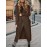 Brown Women's Oversized Hooded Cardigan Sweater with Pockets - Thick Winter Warmth, Mid-Stretch Comfort, Elegant Longline Coat for Fall & Winter, Casual to Semi-Formal Outfits