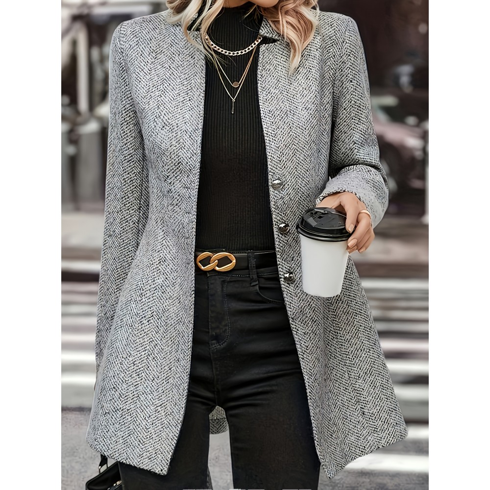 Women'S Plus Size Lightweight Structured Blazer Jacket - Casual Chic Lapel Collar Button Front Long Sleeve Coat, H-Line Silhouette with Structured Lapel Collar & Smooth Non-Stretch Fabric, Solid Color Tailored Fit for Spring/Fall, Versatile for Casual & Formal Outfits (Office, Semi-Formal Events) - Easy Care & Wrinkle-Resistant, Office Wear, Spring Fashion, Classic Design, Durable Material, Highquality Stitching, Stylish Coat, Trench Coat Women Long, Trench Coat For Women, Trench Coat