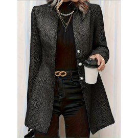 Women'S Plus Size Lightweight Structured Blazer Jacket - Casual Chic Lapel Collar Button Front Long Sleeve Coat, H-Line Silhouette with Structured Lapel Collar & Smooth Non-Stretch Fabric, Solid Color Tailored Fit for Spring/Fall, Versatile for Casual & Formal Outfits (Office, Semi-Formal Events) - Easy Care & Wrinkle-Resistant, Office Wear, Spring Fashion, Classic Design, Durable Material, Highquality Stitching, Stylish Coat, Trench Coat Women Long, Trench Coat For Women, Trench Coat