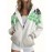 Women's 3D All-Over Floral Full-Zip Hooded Jacket - Green & Black Botanical Print Winter Coat, H-Line Silhouette Long Sleeve Zip-Up Hoodie, Machine Washable Outerwear for Fall & Winter Layering (Casual to Dressy)