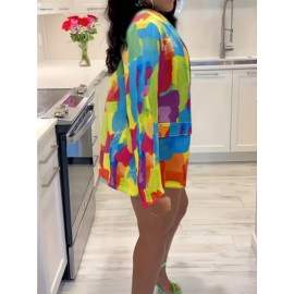 Plus Size, Women's Oversized Lapel coat - Bold Yellow, Not See-Through Non-Stretch Fabric Blazer, Machine Washable Everyday & Formal Outerwear for Parties, Office, Events - Women's Fashion Outerwear, Party Wear, Trendy Blazer, Structured Fit, Stylish Jacket, Party Goers