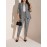 Plus Size - Women'S Plus Size Casual Plaid Suit Set - Open Front Blazer & Pants, Light Gray & White Checkered Pattern, Long Sleeve, Button-Up, Spring/Fall Office or Casual Attire, Casual Attire|Checkered Pattern|Slight Stretch Fabric