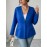 Plus Size - Plus Size, - Plus Size, Women'S Elegant Blue Blazer - Structured Lapel Collar, Non-See-Through Professional Jacket for Everyday & Special Events, Spring/Fall/Summer Outerwear