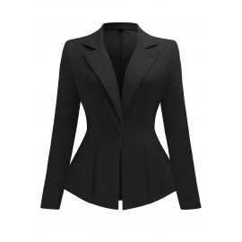 Plus Size, Women's Plus Size Tailored Black Suit Jacket - Elegant Lapel Collar Blazer Coat, Structured Notch Jacket for,, Weddings & Professional Attire, Wrinkle-Resistant Classic Fit (Machine Washable)