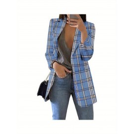 Plus Size - Plus Size, Women'S Plus Size Blazer Jacket - Vintage Red/Black/Plaid, Not See-Through Fabric, Front Opening Long Sleeve Cardigan Coat for Office, Party, Everyday - Sizes L-3XL (Curvy Women Fit) - Spring/Fall Outerwear, Party Outfit, Fall Wardrobe, Slim Fit, Durable Material, Quality Stitching, Stylish Coatigan, Women Blazer, Red Blazer For Women Plus Size, Women Plus Leopard Blazer With Pix Fur, Plus Size Blazer For Curvy Women, Business Casual Women Plus Size