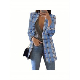 Plus Size - Plus Size, Women'S Plus Size Blazer Jacket - Vintage Red/Black/Plaid, Not See-Through Fabric, Front Opening Long Sleeve Cardigan Coat for Office, Party, Everyday - Sizes L-3XL (Curvy Women Fit) - Spring/Fall Outerwear, Party Outfit, Fall Wardrobe, Slim Fit, Durable Material, Quality Stitching, Stylish Coatigan, Women Blazer, Red Blazer For Women Plus Size, Women Plus Leopard Blazer With Pix Fur, Plus Size Blazer For Curvy Women, Business Casual Women Plus Size
