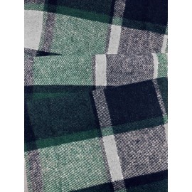 Plus Size - Plus Size, Women'S Plus Size Sleeveless Stand Collar Blazer - Elegant Plaid Print (Green/Black/White) H-Line Silhouette, Structured Lapel Collar & Open Front Closure, Long Length for Office Commute & Casual Outfits, Autumn Winter Outerwear, Versatile Tailored Fit, Workwear Essential, Highquality Stitching, Quality Tailoring