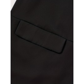 Plus Size, Black leopard print plus-size Women's suit jacket with spliced cuffs, elegant office attire for daily commuting