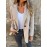 Plus Size, Women's Oversized Solid Color Tweed Lapel Jacket - Beige Brown Tailored Suit Coat with Fake Pocket, Machine Washable All-Season Casual & Formal Outerwear for Women (Large Size, Structured Fit, Button Front Closure, Relaxed Fit, Long Sleeves, Classic Collar, Versatile Casual Attire) - Elegant Tweed Fabric, Timeless Design, Suitable for Various Occasions, Easy Care, Sophisticated Look, Dress Jackets for Women Plus Size