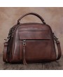 Brenice Vintage Solid Genuine Leather Handbag Crossbody Bag