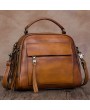 Brenice Vintage Solid Genuine Leather Handbag Crossbody Bag