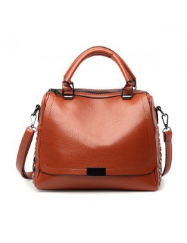 Women Retro Solid Leisure Handbag Faux Leather Crossbody Bag