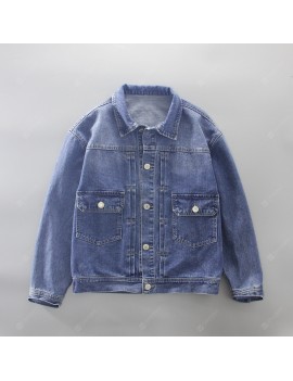 Autumn and Winter Men's Cotton Washed Denim Jacket Fashion Casual Drop Shoulder Coat