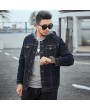 Men's Jacket Large Size Autumn And Winter Male Hooded Denim Jacket Loose Coat